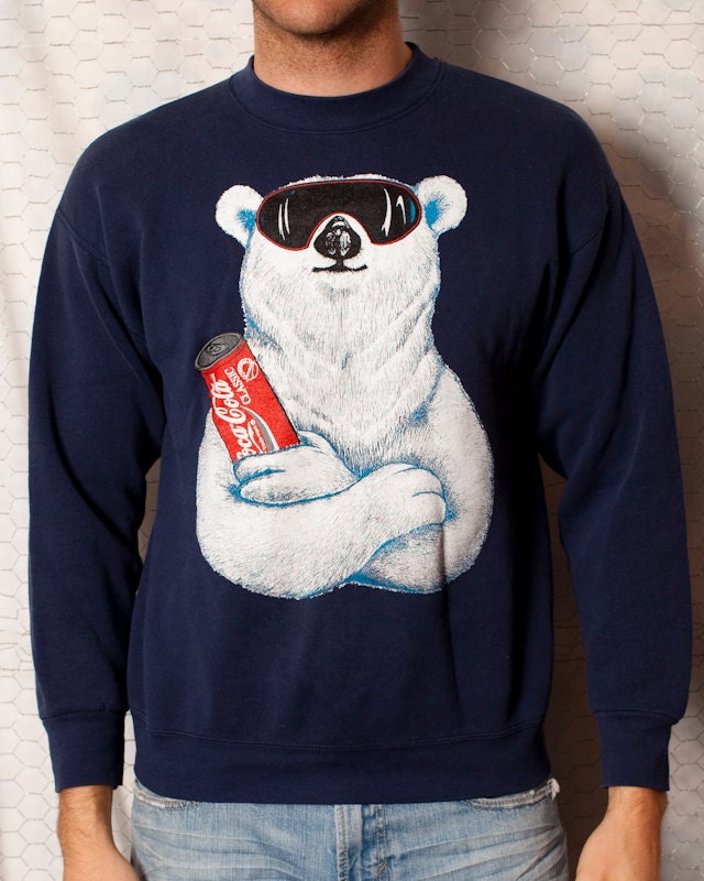 CocaCola Classic Polar Bear Sweatshirt L by GreatWhiteVintage
