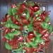 LIME GREEN and RED Deco Mesh Christmas Wreath