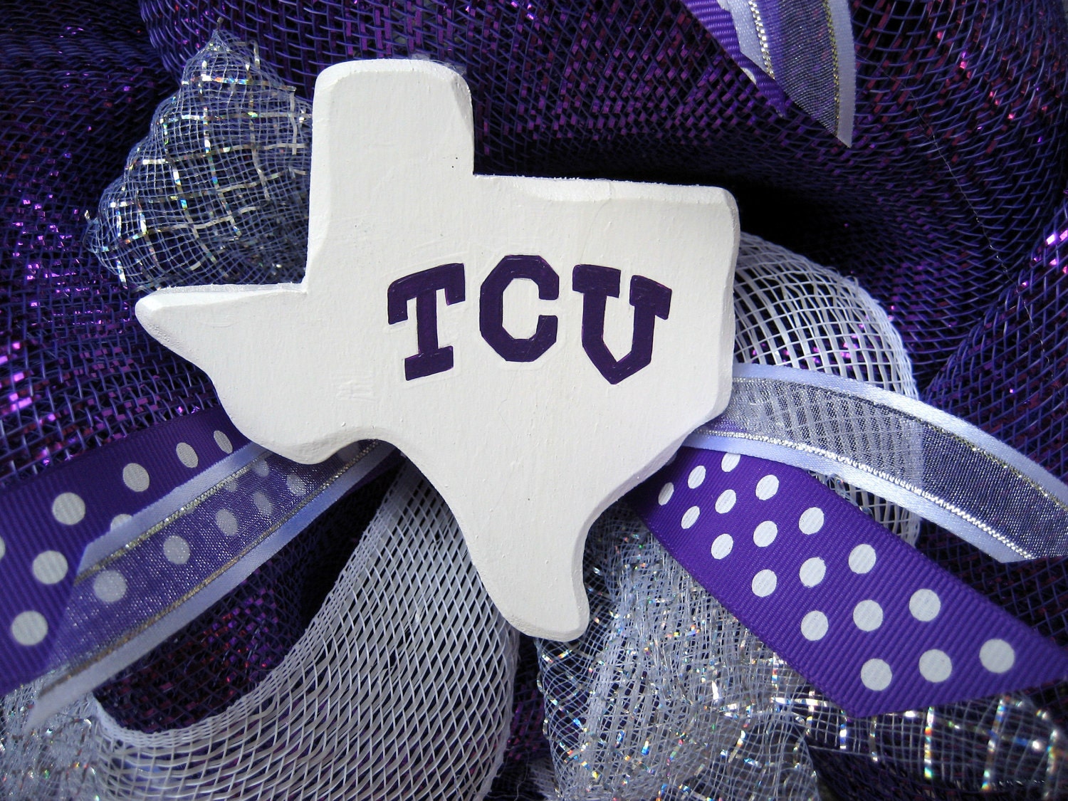 Deco Mesh House Divided TCU/TEXAS TECH Wreath