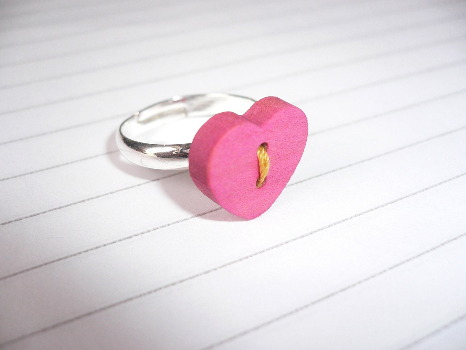 Heart Button Ring- Pink
