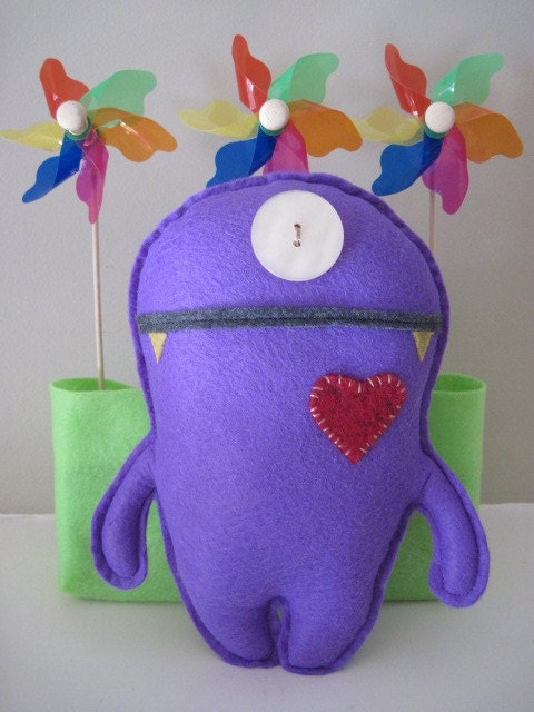 Purple Monster Doll, Angel Birthday, Teenager Children, Hospital, Weird, Ugly, Bohemian Stuffed Animal Gift, Plush Folk Art, ArtDoll