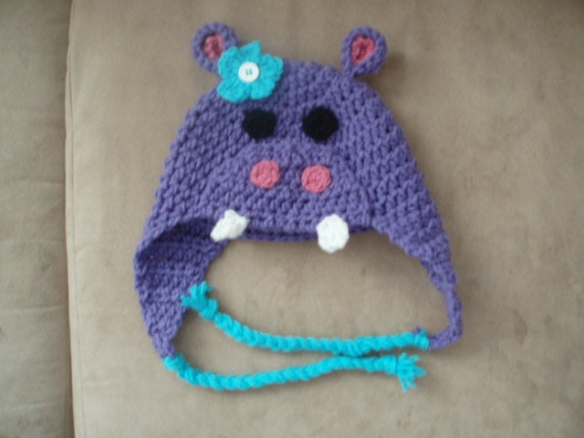 Hippo Hat Crochet Pattern All Sizes PDF by ChloesCrochetCorner