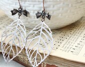 Bow and Copper Leaf Earrings