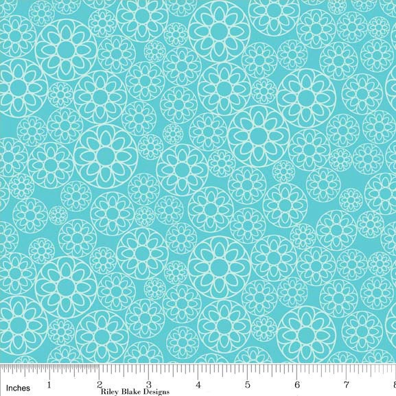 Happier by Deena Rutter for Riley Blake, Floral Blue SKU C5503, 1 yd