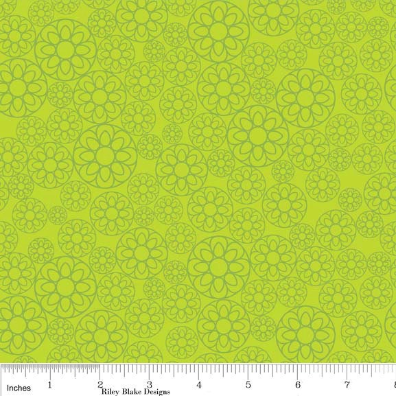 Happier by Deena Rutter for Riley Blake, Floral Green SKU C5503, 1 yd