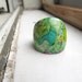 Wooden Cocktail Ring Hand Painted Turquoise and Green