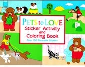 Vintage Sandylion Pets to Love Sticker Album Activity Book New Collectable Scrapbook Coloring Book 1991