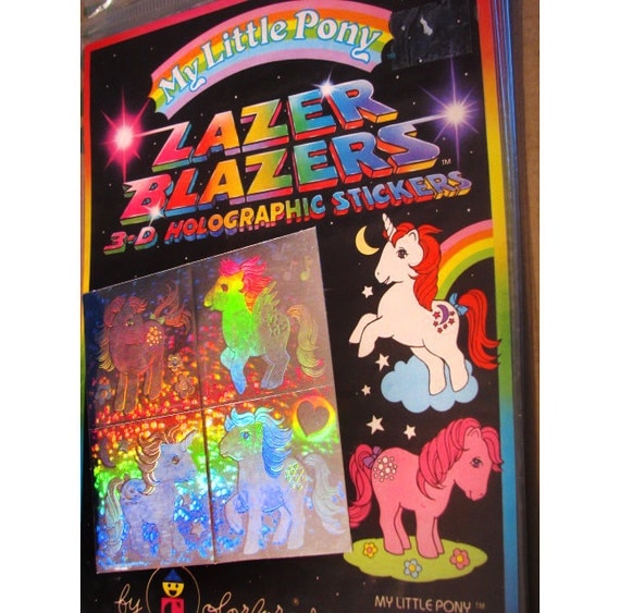 Very Rare Vintage Lazer Blazers My Little Pony Hologram Stickers 80's Childrens Collectable New in Package MLP