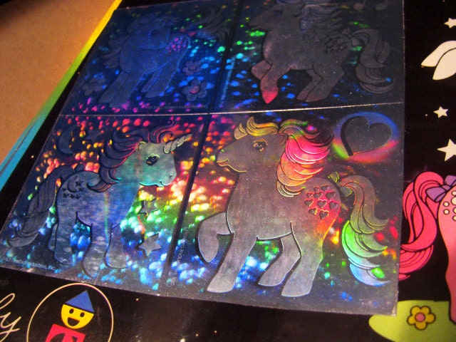 Very Rare Vintage Lazer Blazers My Little Pony Hologram Stickers 80's Childrens Collectable New in Package MLP