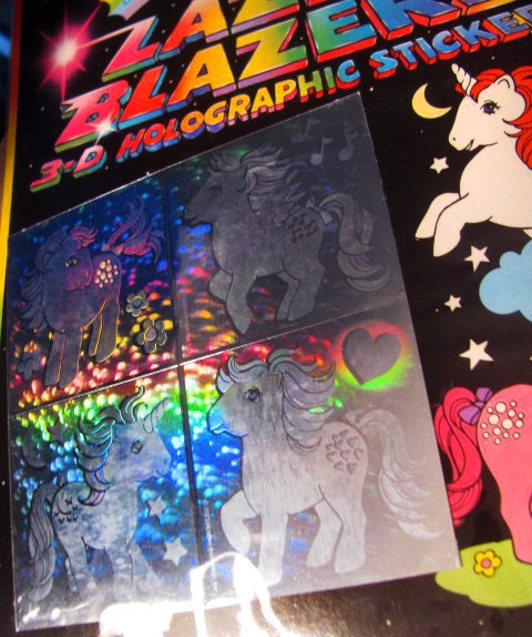 Very Rare Vintage Lazer Blazers My Little Pony Hologram Stickers 80's Childrens Collectable New in Package MLP