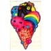 Rare Huge Vintage Lisa Frank Teddy Bear on a Rainbow Ice Cream Cone Sticker 80's Sticker Sheet