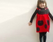 GIRLS DRESS -LADYBIRD-red & black play dress- Sizes 6m-1t-2t-3t-4t-5t-6t British team Etsy