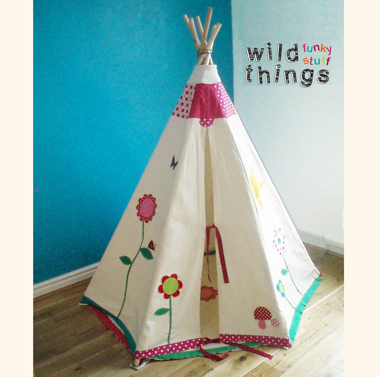 Teepee playhouse flower garden design
