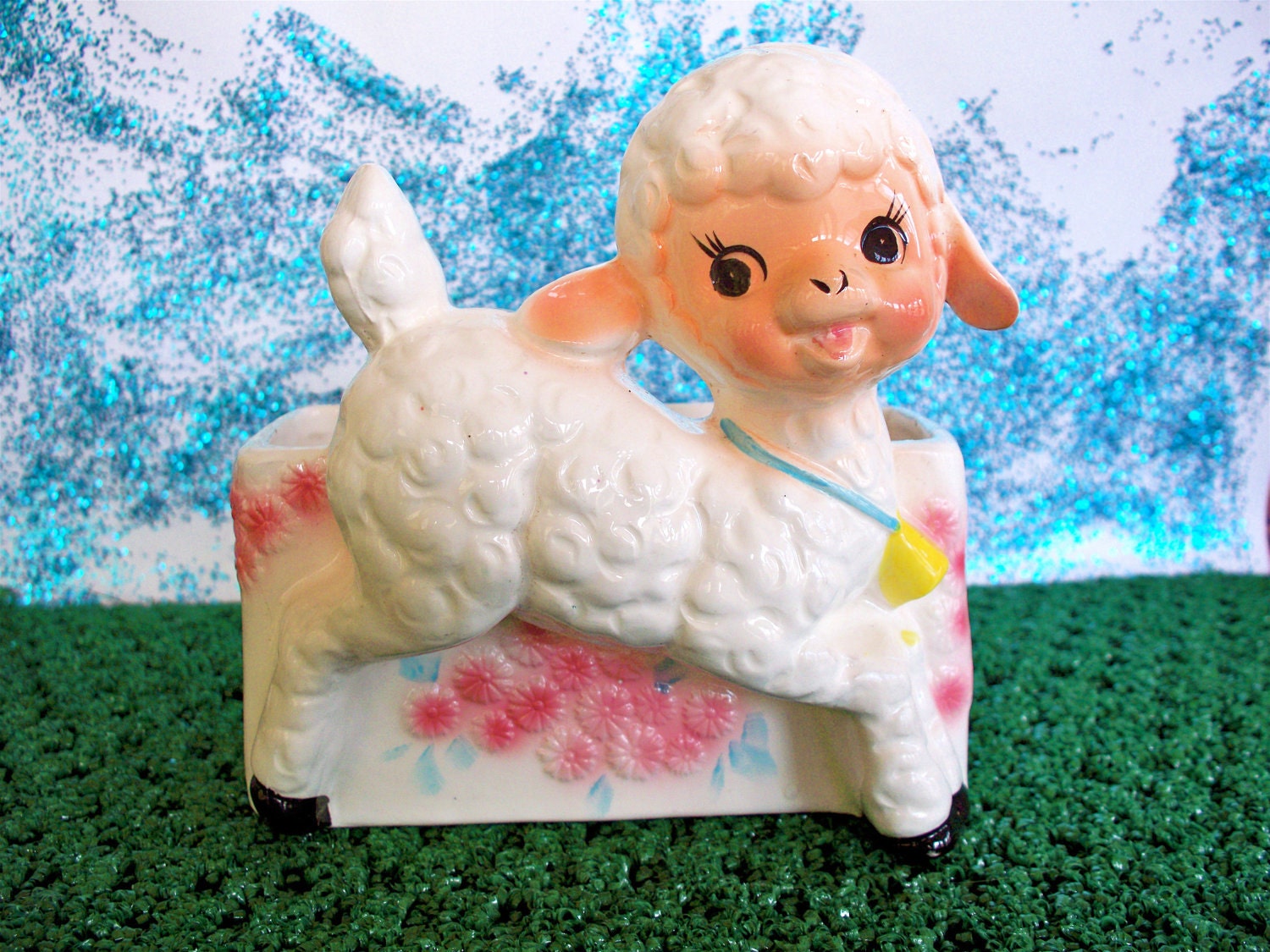 Vintage Kitsch Lamb Sheep Baby Planter Easter Spring