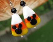 Boo to YOU Halloween Mickey Mouse Candy Corn Lampwork Glass Jewelry Beads Sterling Silver Mickey Earrings Disney Theme
