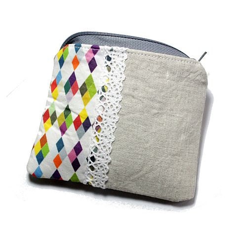 cute linen and lace coin purse