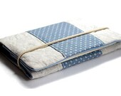 linen and cotton patchwork book cover -small moleskine size-