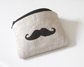 linen and moustache coin purse