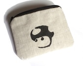 linen and mushroom coin purse