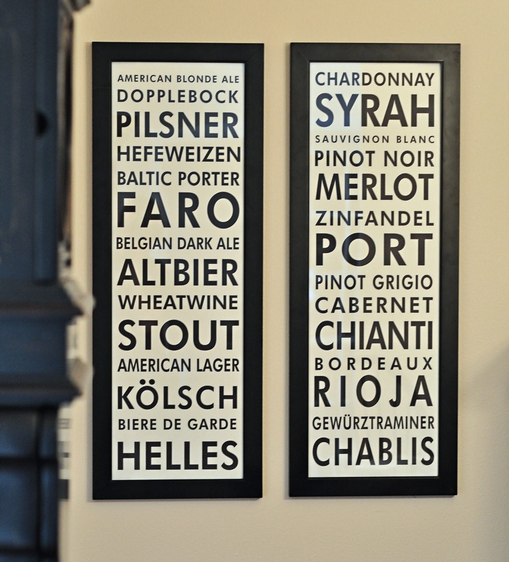 Pair of 36 x 11.75 Canvas Beer and Wine Bus Scrolls - Canvas Print Only - NOT WRAPPED