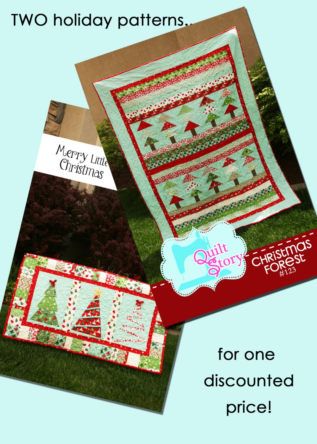 PDF Quilt Pattern / Modern/ Easy / Christmas Forest / Merry Little Christmas