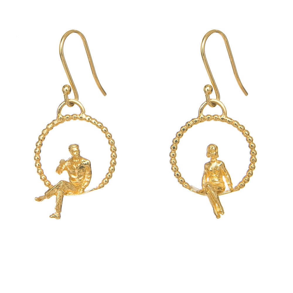 Gold plated Dangle Earrings -  "Gold Mini Swing"