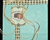 Handmade Aqua Gift Bag with Beautiful Chocolate Cake and Soft Chenille Ribbon