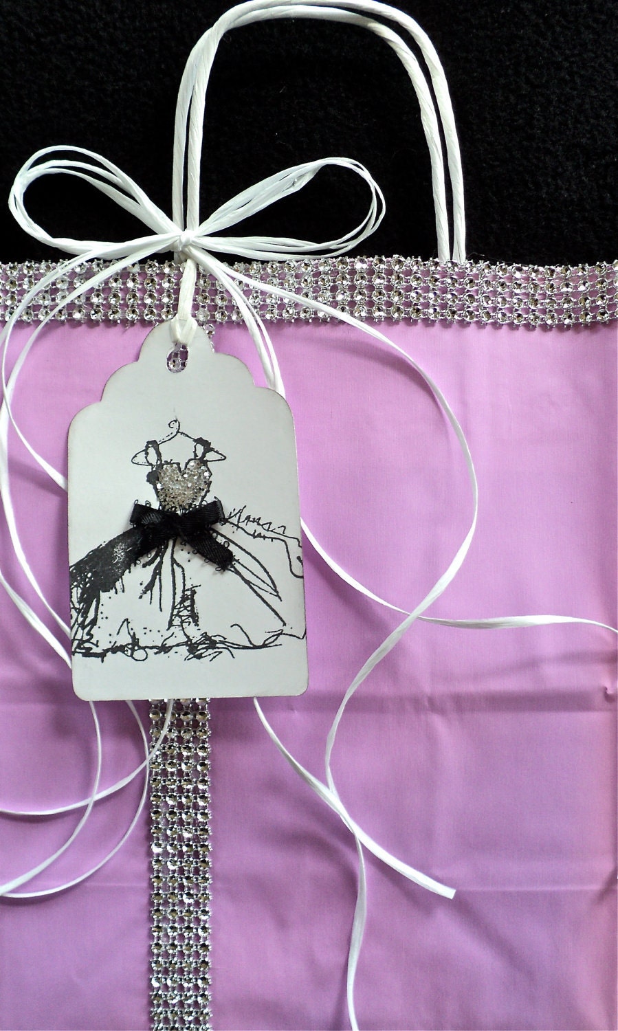 Handmade Gift Bag with Glittered Dress on Orchid