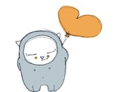 Ready to print digital sheet with adorable orange and grey creatures.