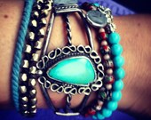 Gorgeous Vintage Native American Turquoise Sterling Silver Cuff Bracelet
