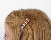 Sunrise Hair Clip with Orange and BlueFused Dichroic Glass