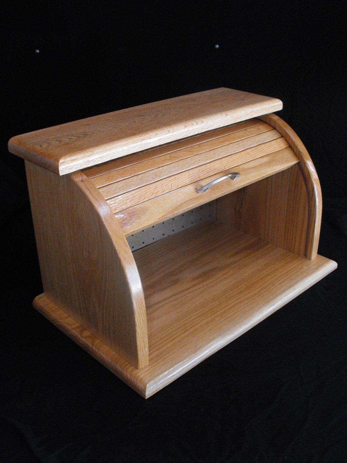 oak roll top bread box