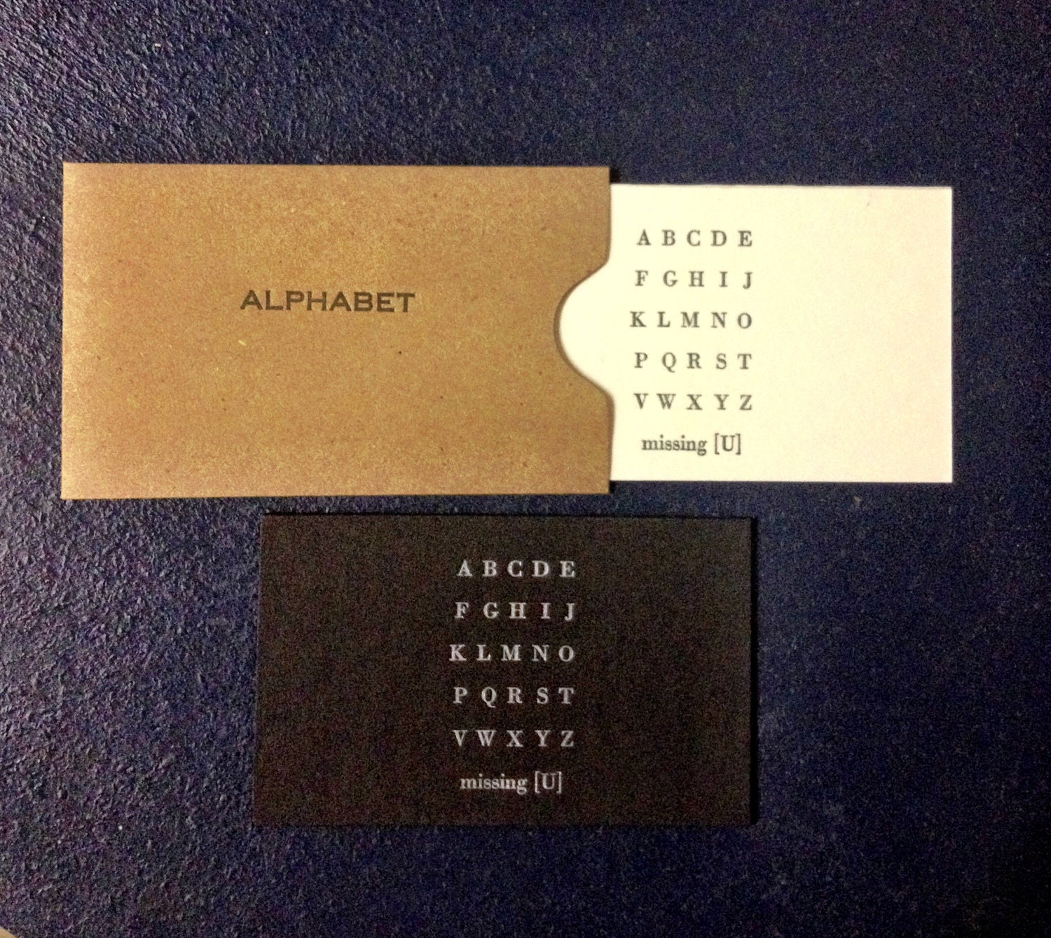 Missing U alphabet mini cards