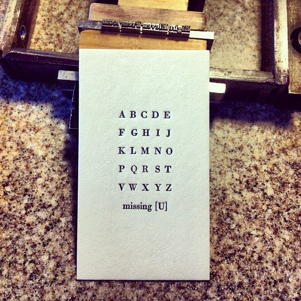 Missing U alphabet mini cards