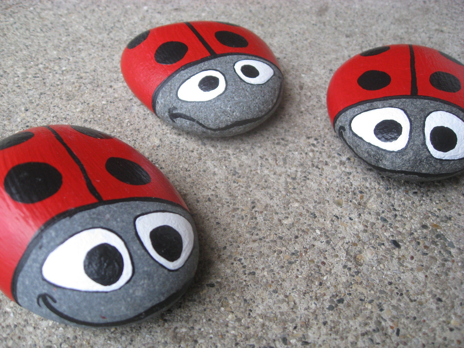 Hand Painted Lake Superior Ladybug Garden Stone