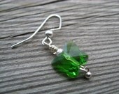 Delicate Green Crystal Butterfly Earrings