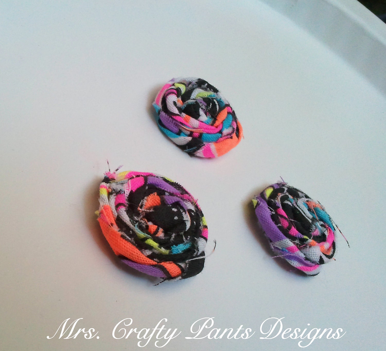 Magnets, Rosette Fabric Flowers, 80's Fabric
