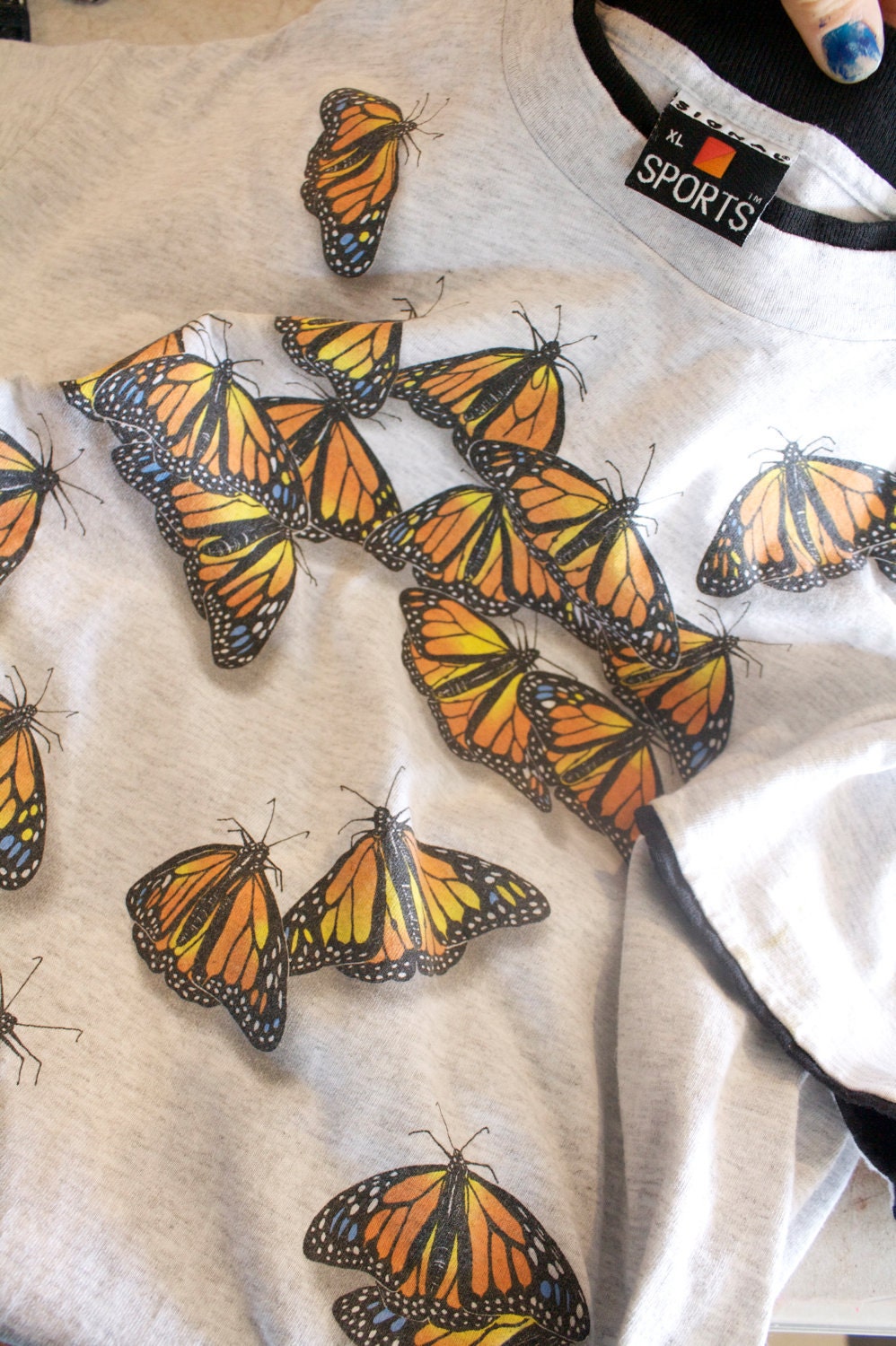 Butterflies 80s 90s shirt vintage size XL