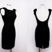 Black Cocktail Dress with Low Back Bow Detail Size Small Medium 1980s Vintage