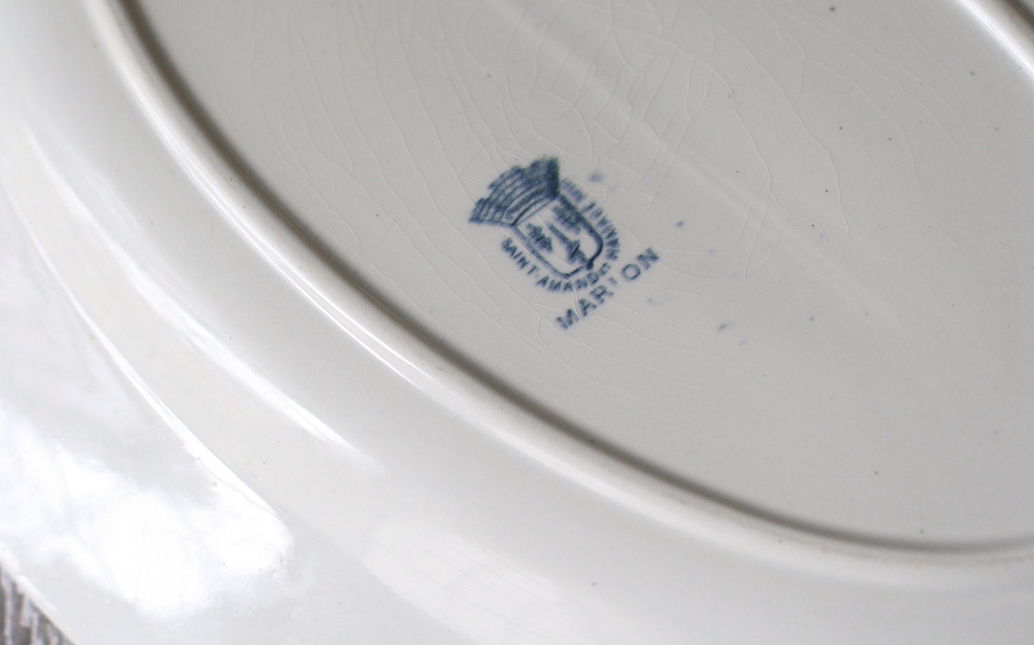 Antique French Faience Platter - Blue and White - by Saint Amand - circa 1900's