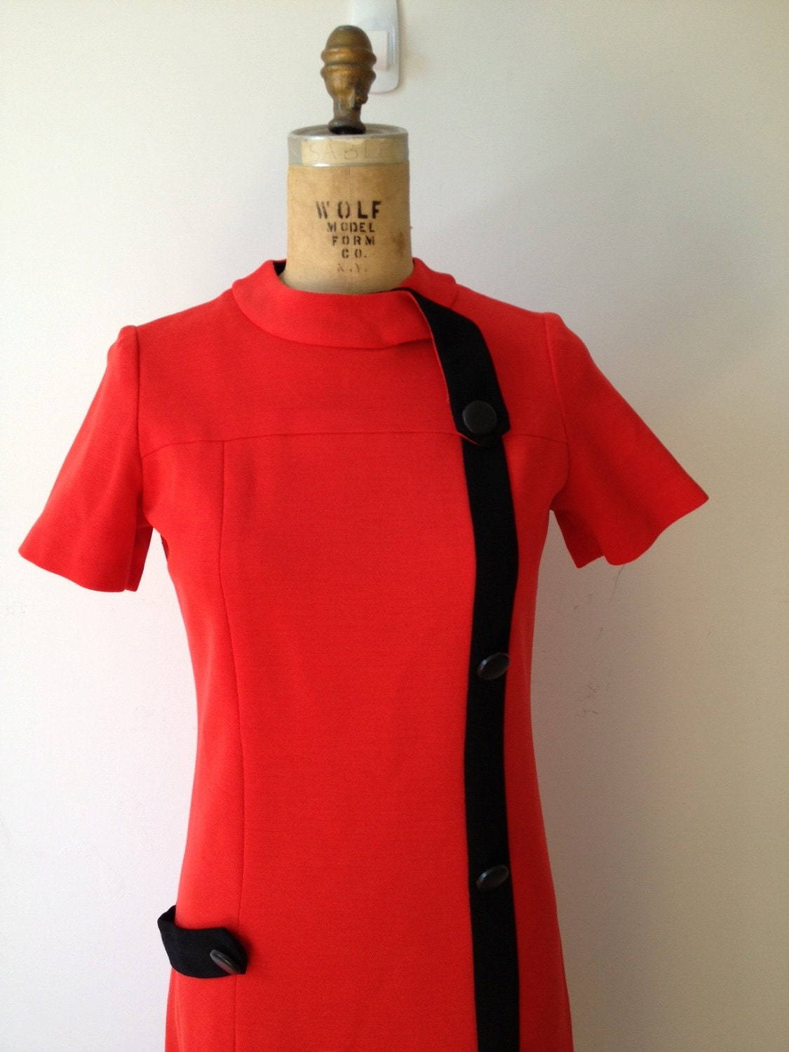 vintage 60s ultimate mod red and black dress m l