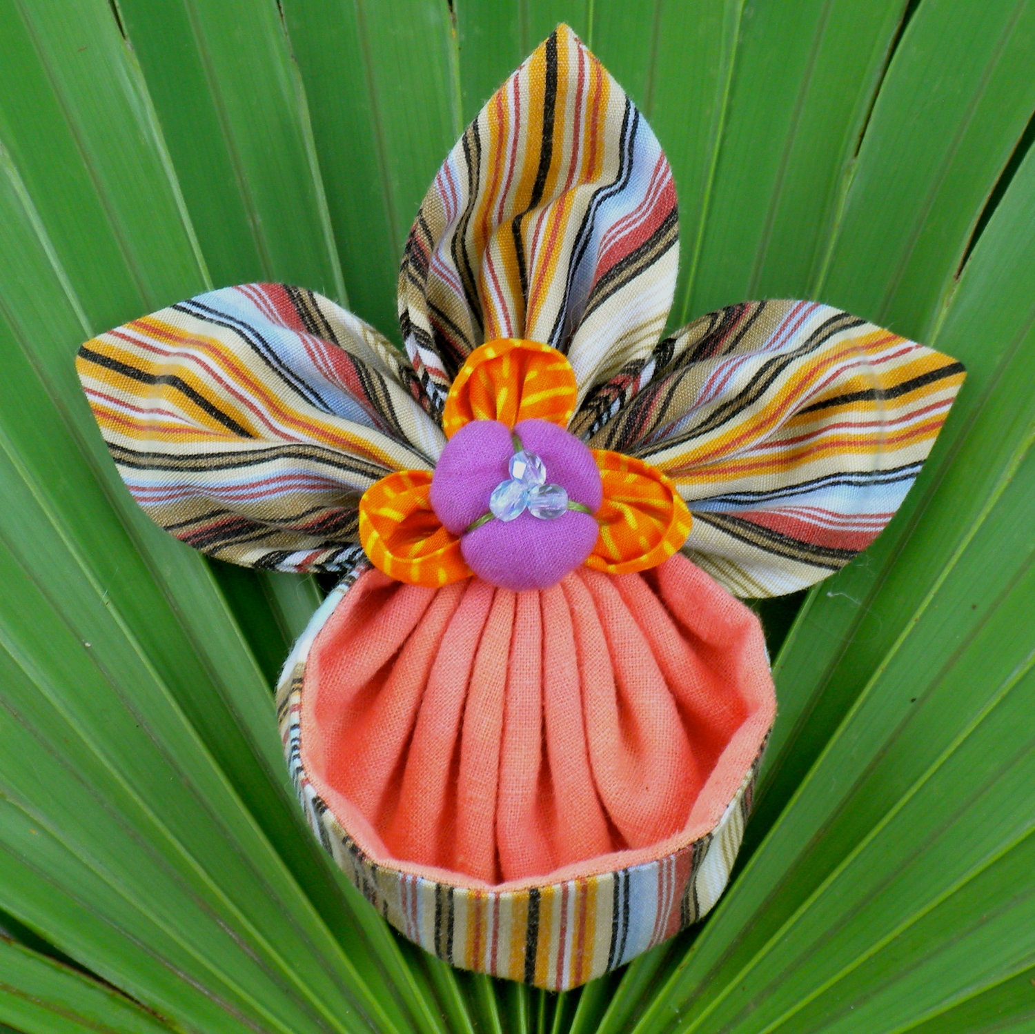Fabric Flower Tutorial Pattern - Slipper Orchid Brooch by La Todera