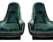 SALE Pair of 60s High Back Chairs