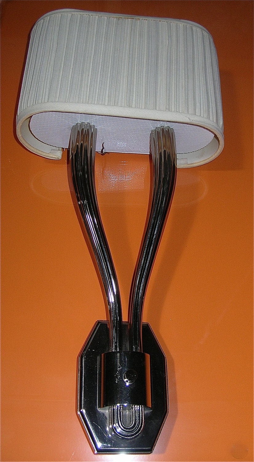 Pair of Classic French Art Deco Style Fluted Double-Arm Wall Sconces