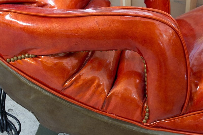 Mid Century Red/Orange Chaise Longue