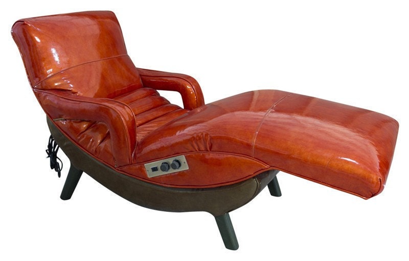 Mid Century Red/Orange Chaise Longue