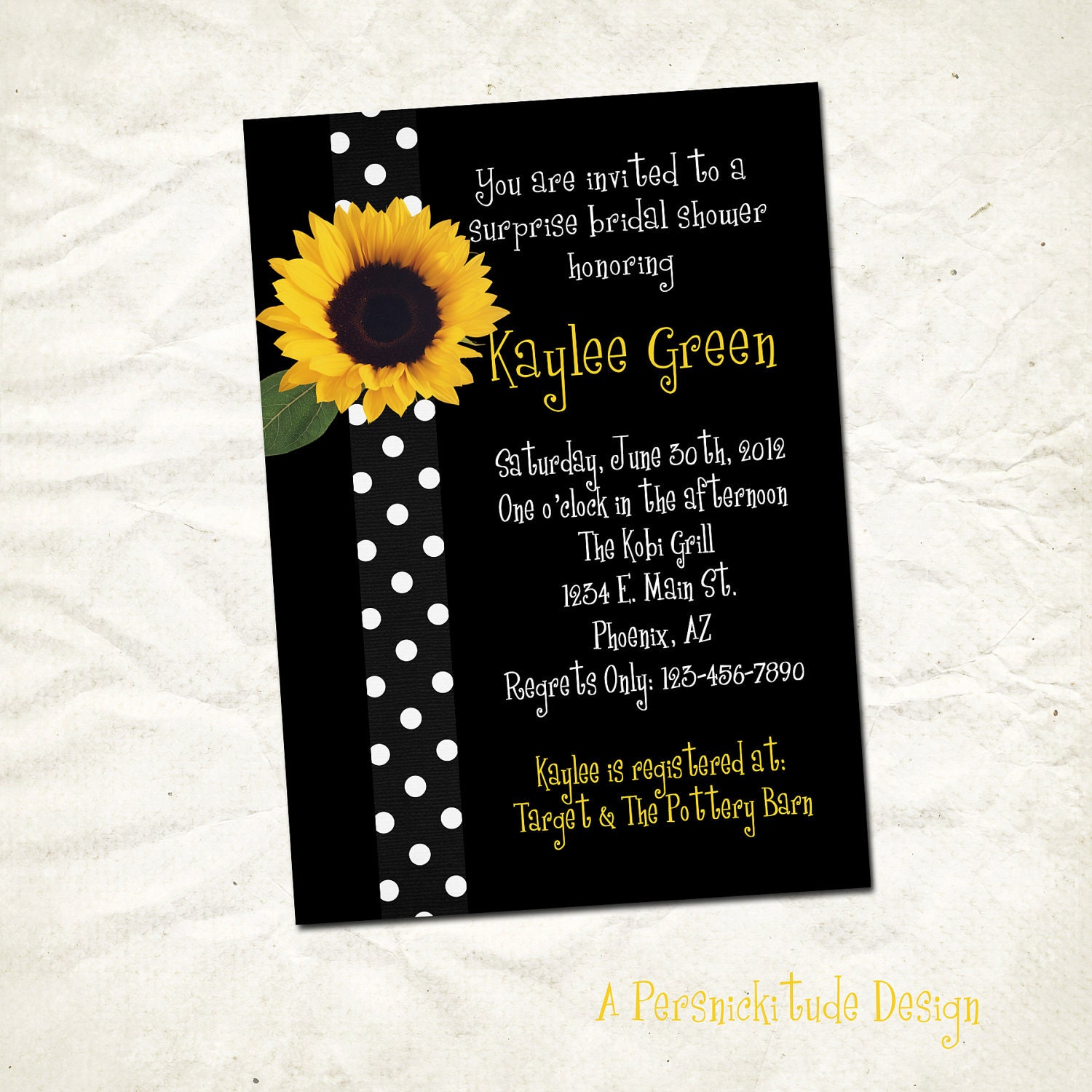 sunflower bridal shower invitation print yourself file