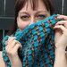 Crochet Peacock Blue and Multi Browns Infinity Scarf Neck-warmer Cowl Shawl Wrap