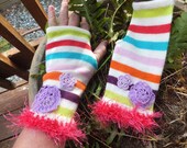 Romantic Whimsical Prairie Girl Fingerless Gloves/Arm Warmers, Fingerless Mittens, Boho, Knit Gloves