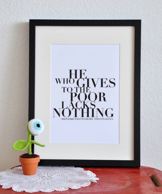 He Who Gives - Project Wisdom - Proverbs 28 - 8x10in DIY Printable Christian Poster - G4Bible Verse.